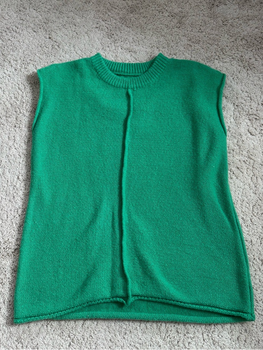 Green Knit Sleeveless Sweater Shell